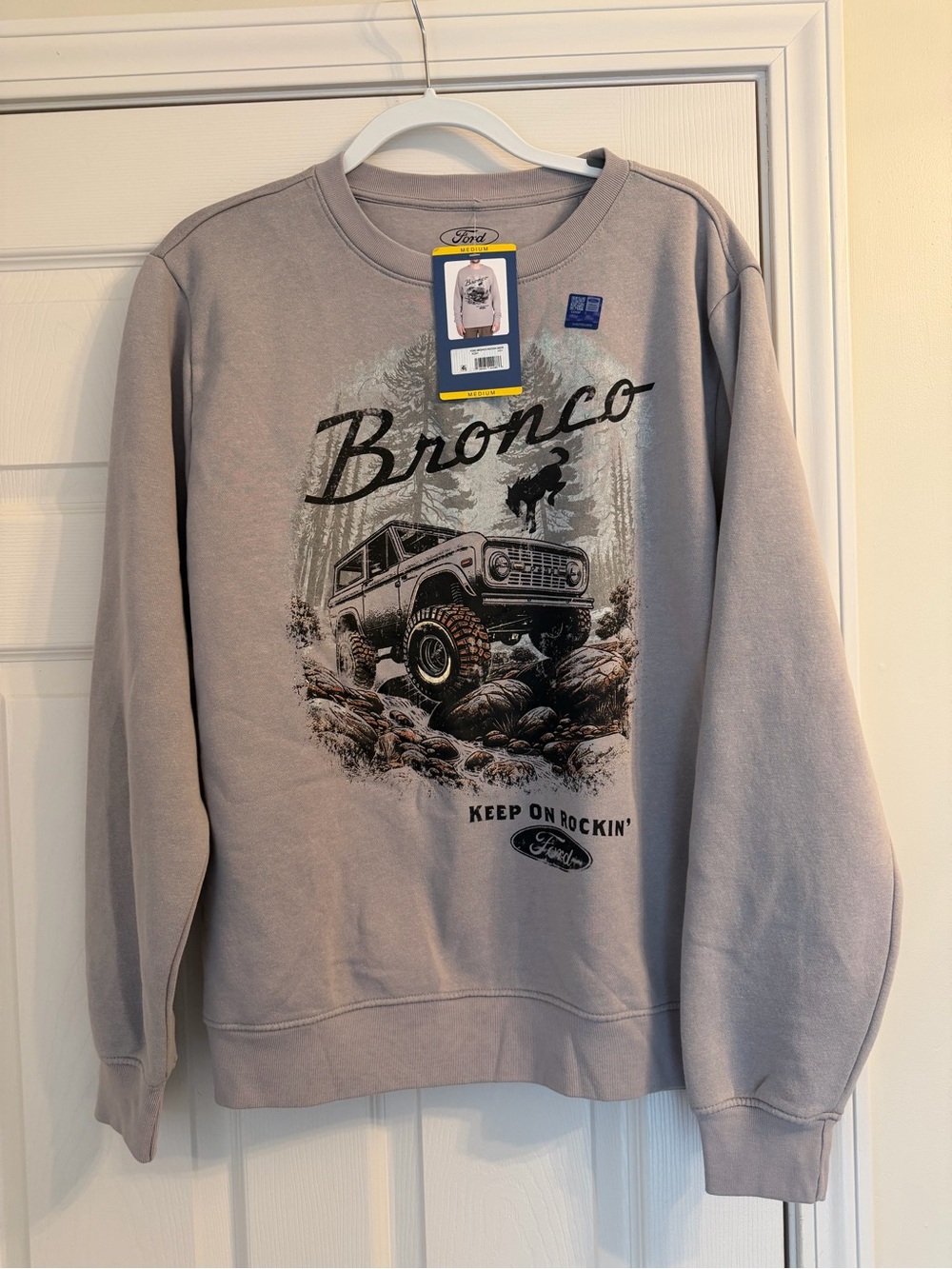 Ford Bronco Graphic Crewneck Sweatshirt Light Gray NWT official gear Sz medium